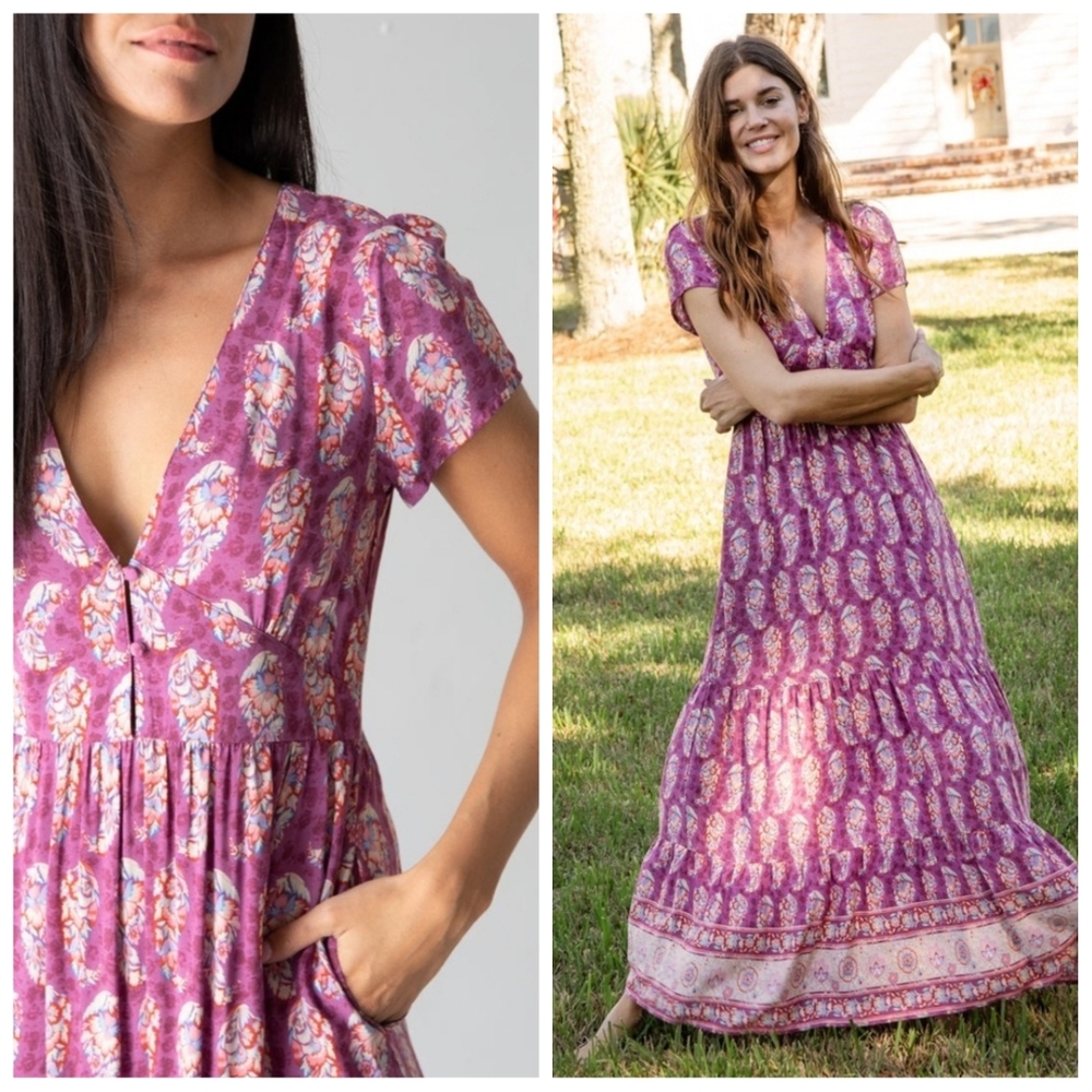 NATURAL LIFE Purple Paisley Maxi Dress